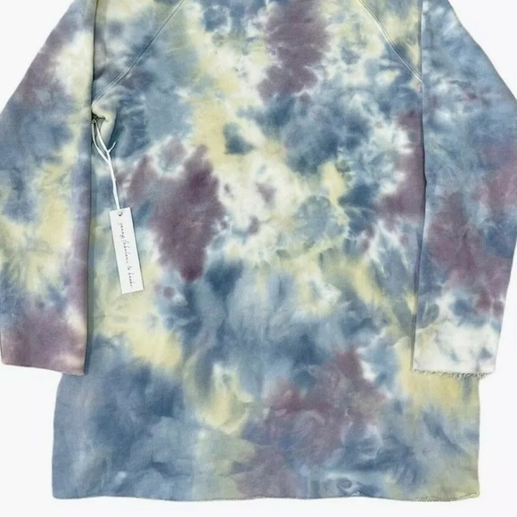 NEW Young Fabulous & Broke Oversized Hoodie Tunic Sweatshirt Blue Tie Dye Small - Picture 6 of 13